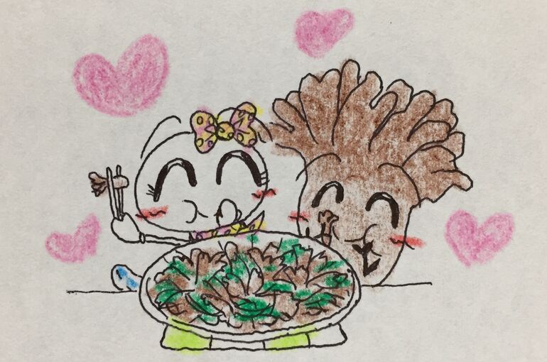 墨田区押上の鍼灸院、腰痛・肩こり・頭痛・未病他、小児鍼・美容鍼、笑顔治療のポプリ鍼灸院から【まいたけ料理】♪